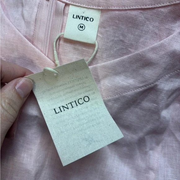 Lintico Alexa 100% Linen Natural Summer V-Neck Dress - Picture 2 of 6